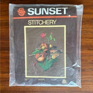Vintage 80s Sunset Stitchery Crewel Embroidery Kit "Classic Still Life" #2298